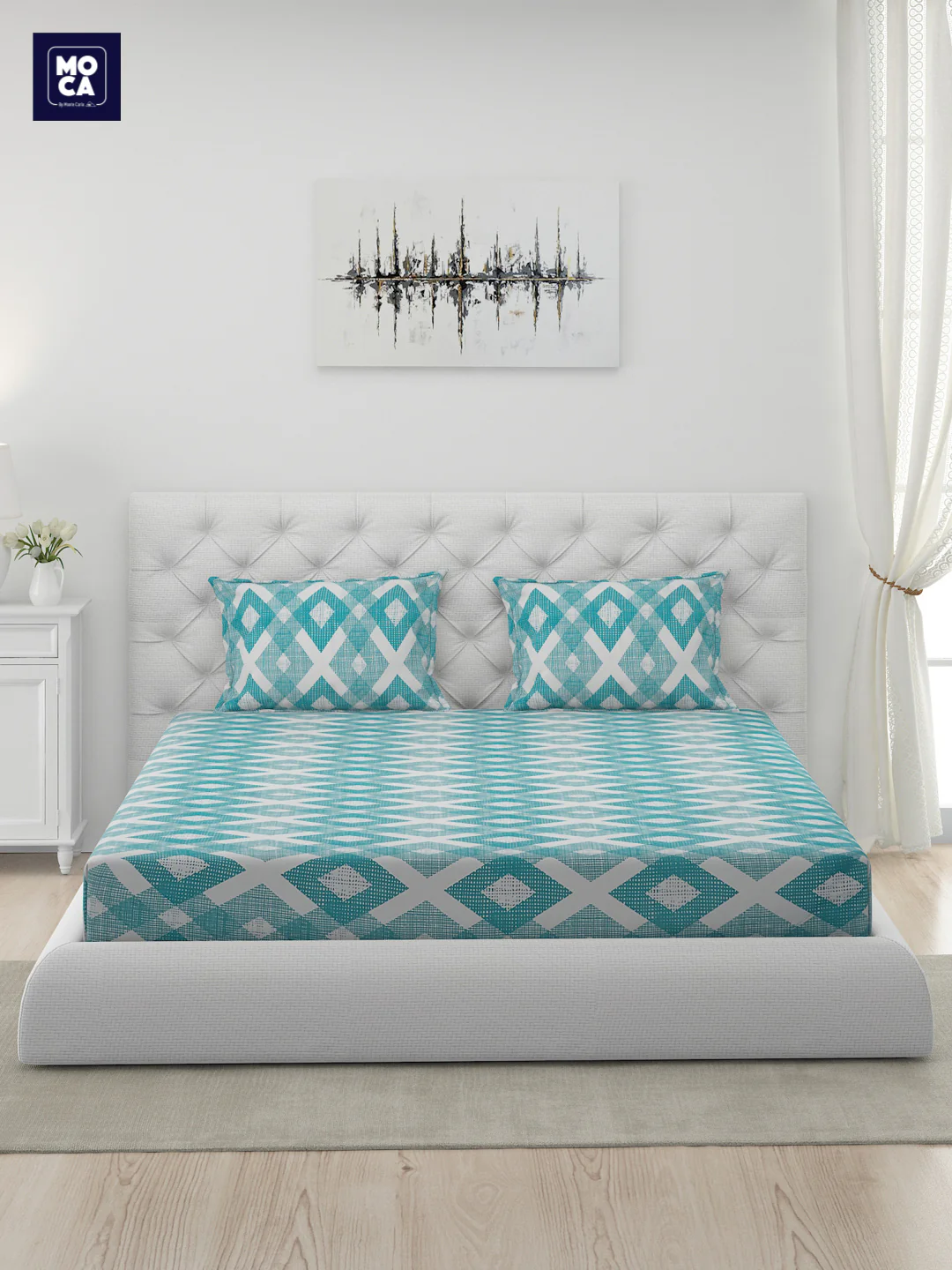 120 GSM Polyester Double Bed 1 Bedsheet with 2 Pillow Covers (Dazzle) - Image 4