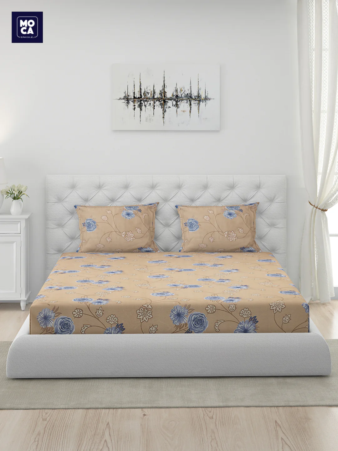 120 GSM Polyester Double Bed 1 Bedsheet with 2 Pillow Covers (Dazzle) - Image 3