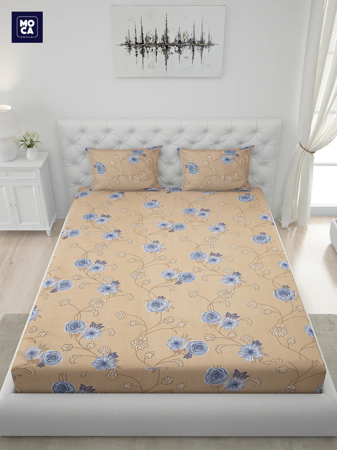 120 GSM Polyester Double Bed 1 Bedsheet with 2 Pillow Covers (Dazzle) - Image 4
