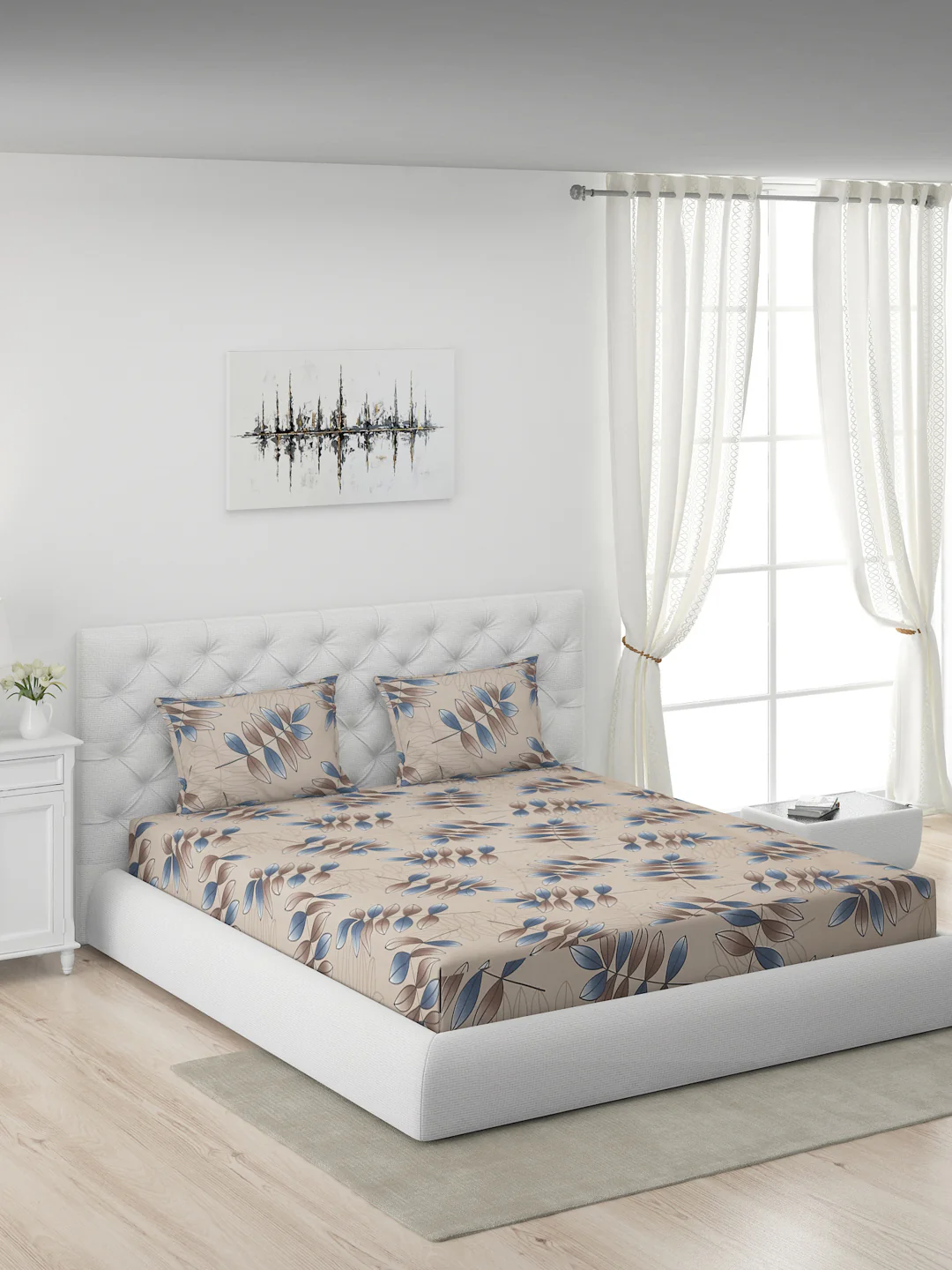 120 GSM Polyester Double Bed 1 Bedsheet with 2 Pillow Covers (Dazzle) - Image 2