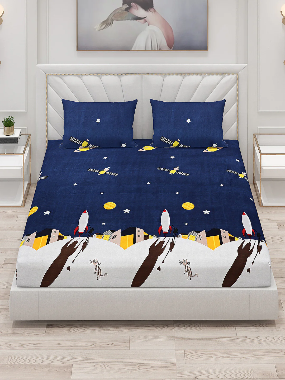 120 GSM  Polyester Double Bed Bedsheet with 2 Pillow Covers - Updated - Updated - Image 2