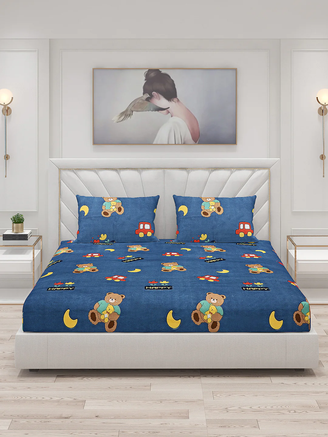120 GSM  Polyester Double Bed Bedsheet with 2 Pillow Covers - Updated - Updated - Image 3