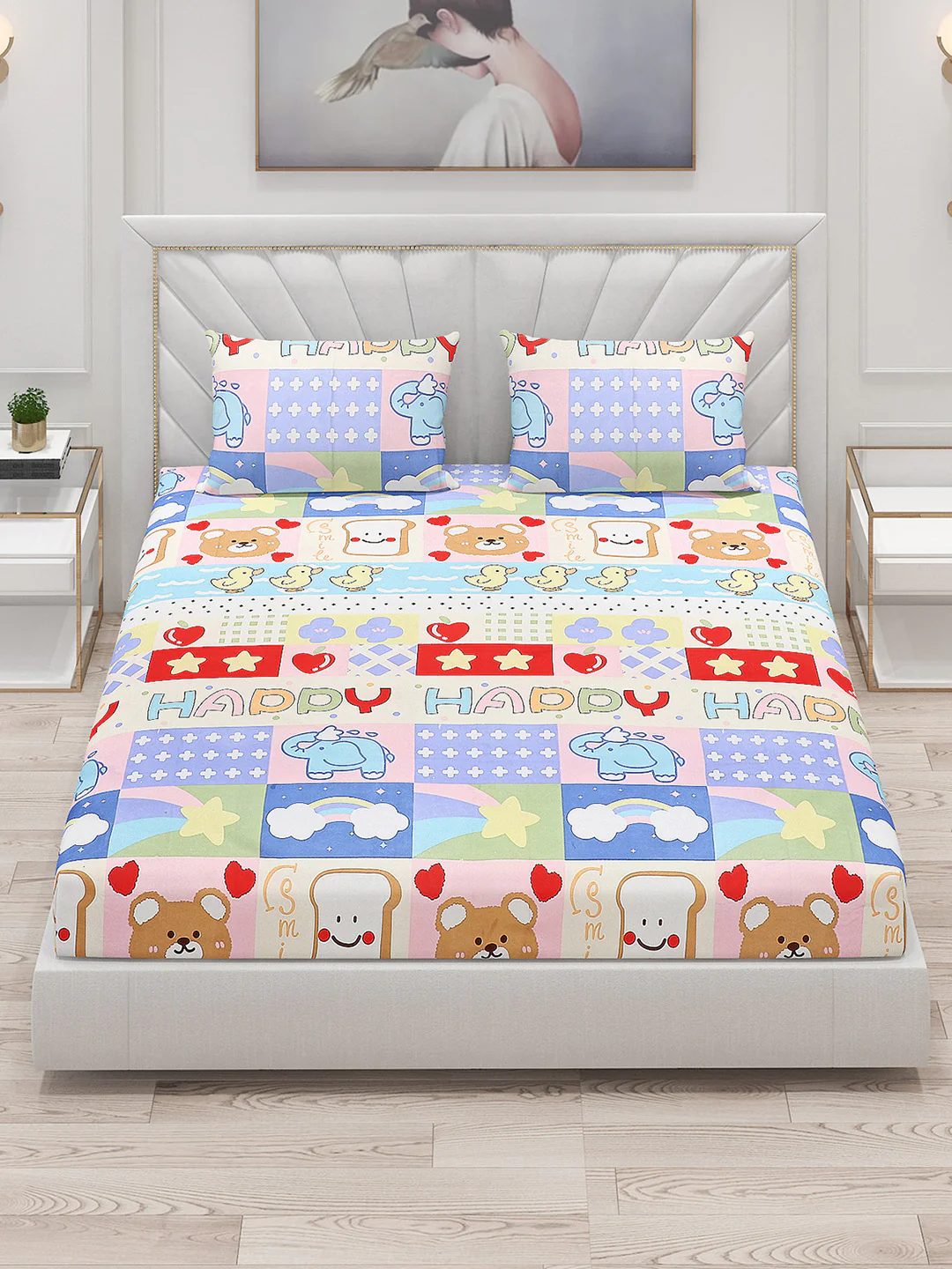 120 GSM  Polyester Double Bed Bedsheet with 2 Pillow Covers - Updated - Updated - Updated - Image 2