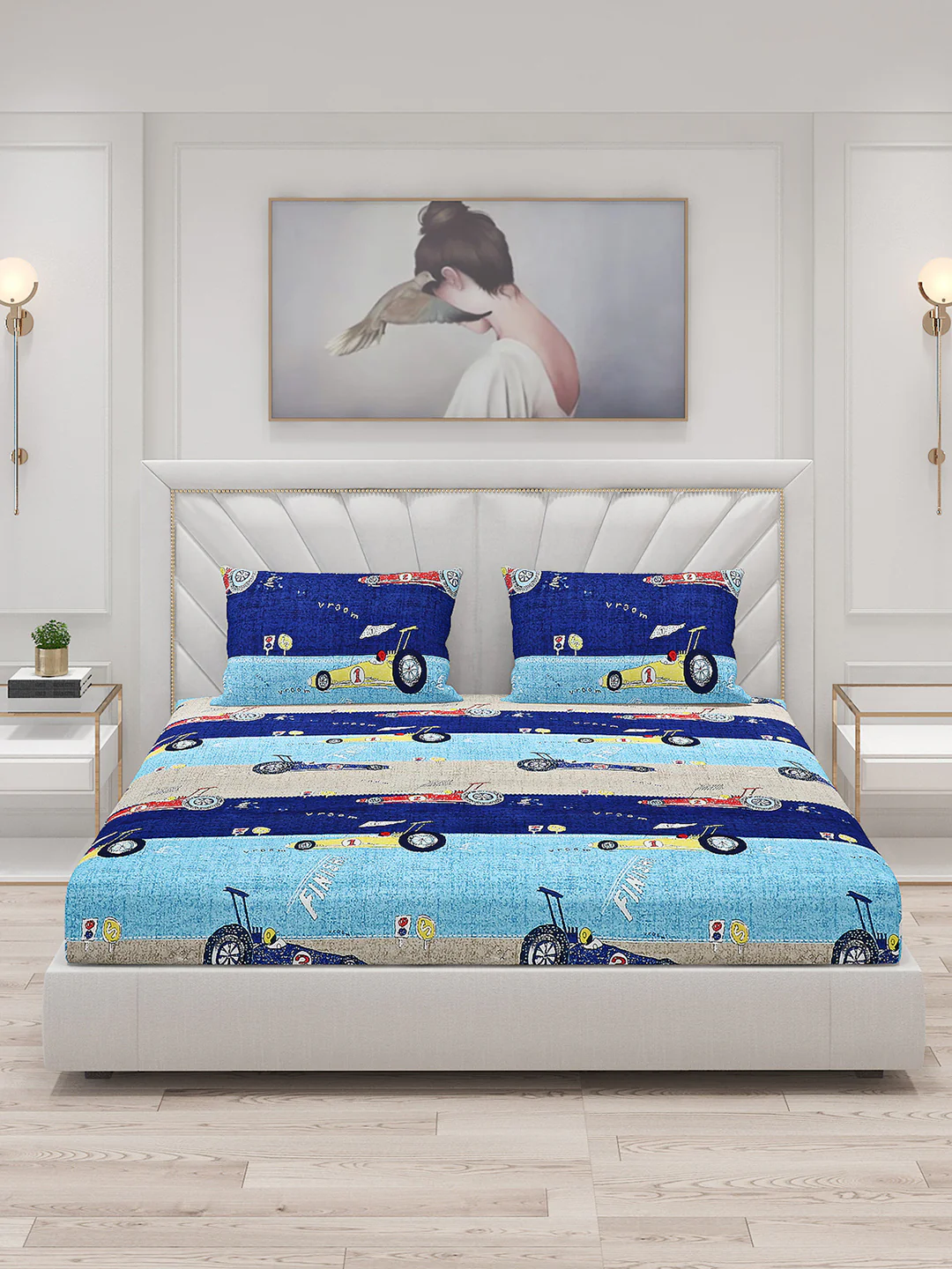 120 GSM  Polyester Double Bed Bedsheet with 2 Pillow Covers - Updated - Updated - Image 3