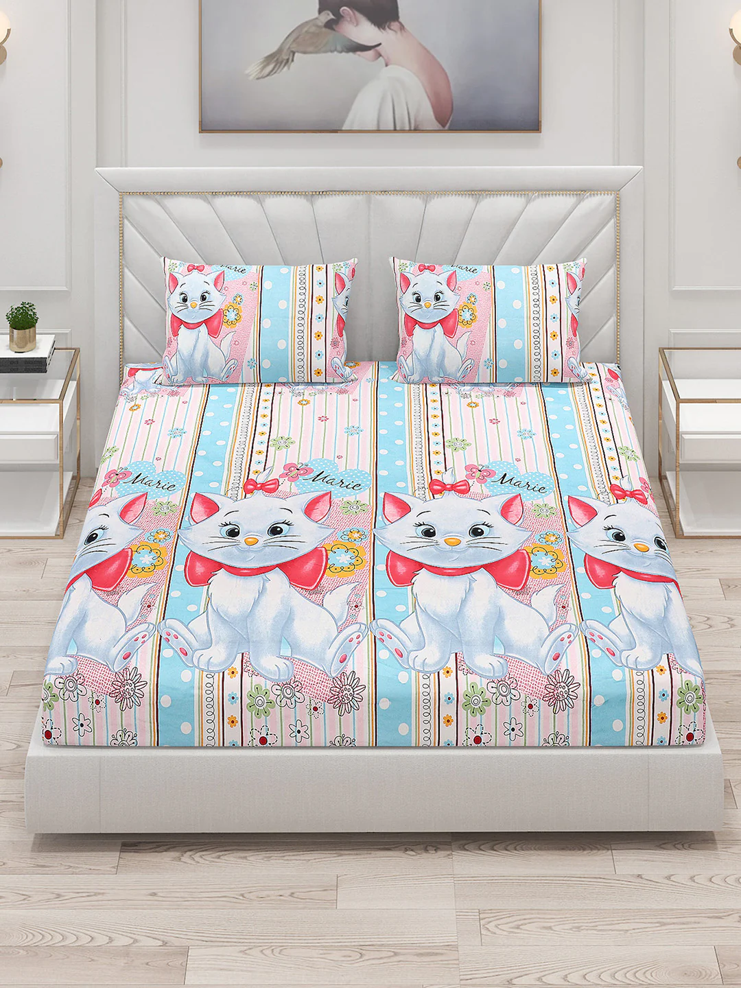 120 GSM  Polyester Double Bed Bedsheet with 2 Pillow Covers - Updated - Updated - Updated - Image 2