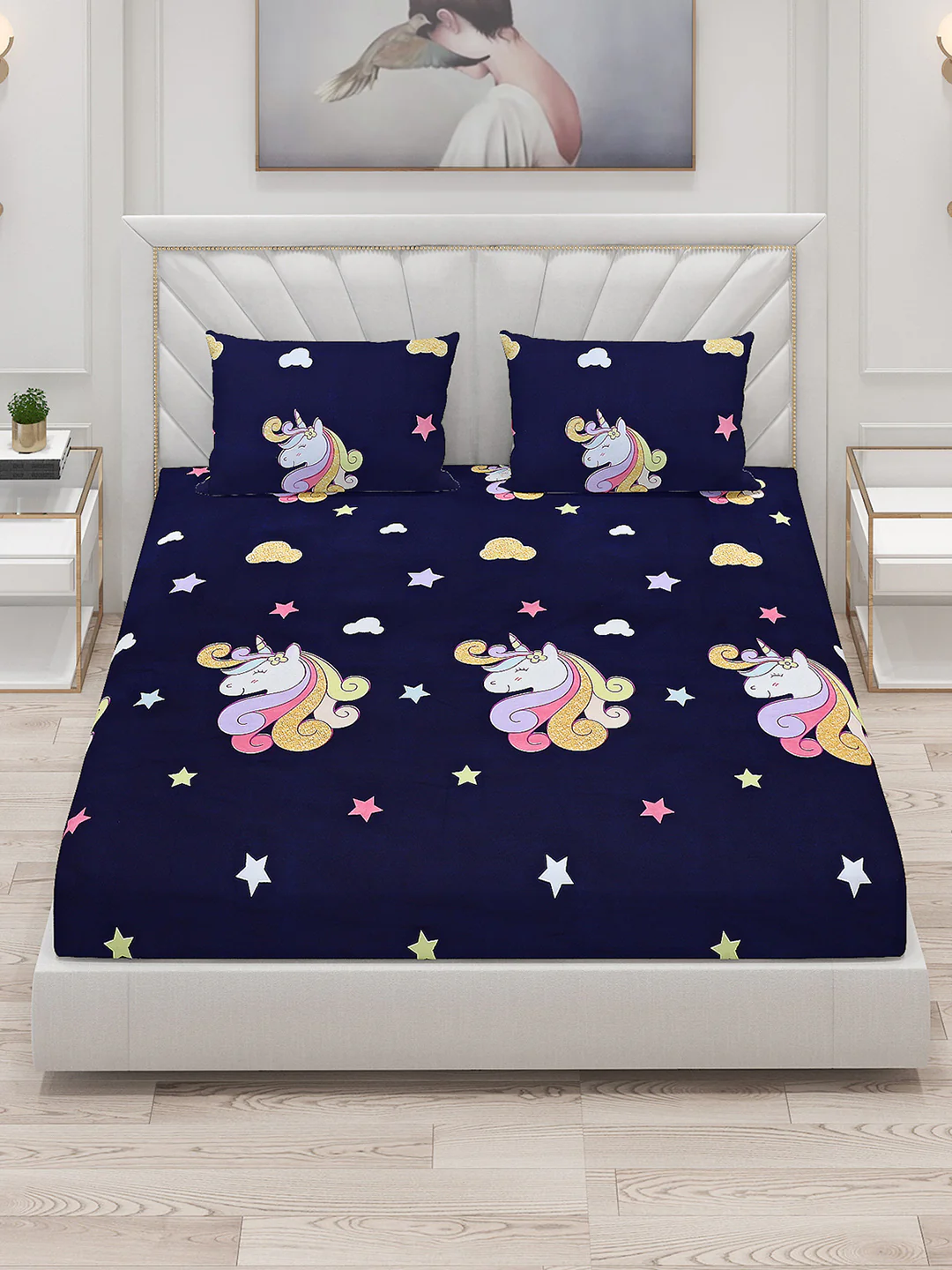 120 GSM  Polyester Double Bed Bedsheet with 2 Pillow Covers - Updated - Updated - Image 2