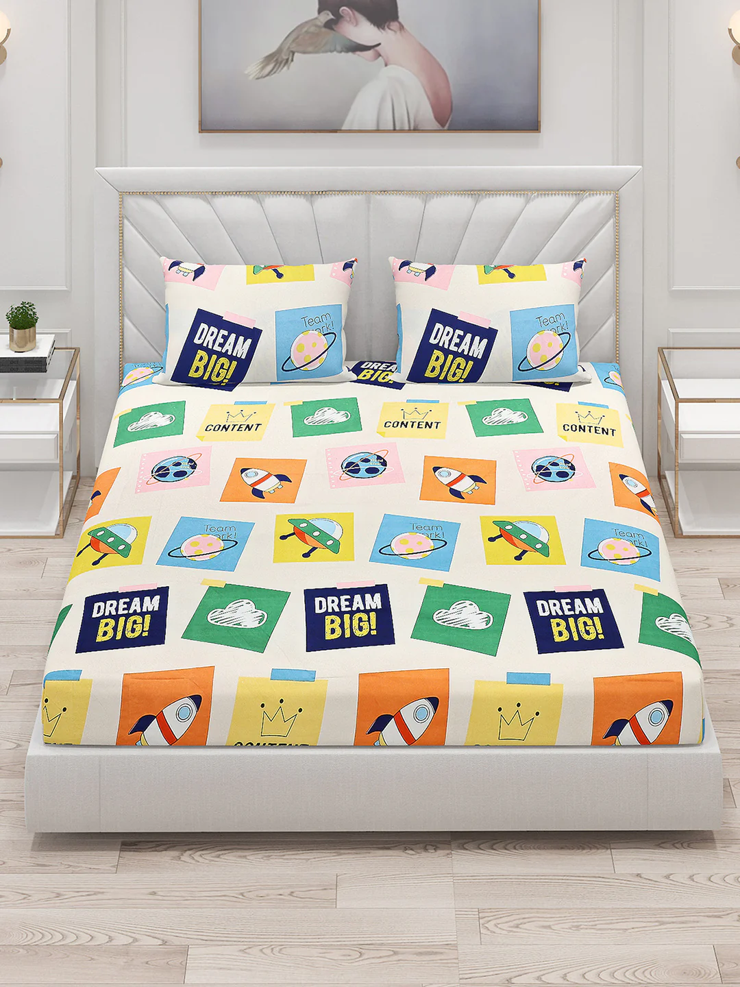 120 GSM  Polyester Double Bed Bedsheet with 2 Pillow Covers - Updated - Updated - Image 2