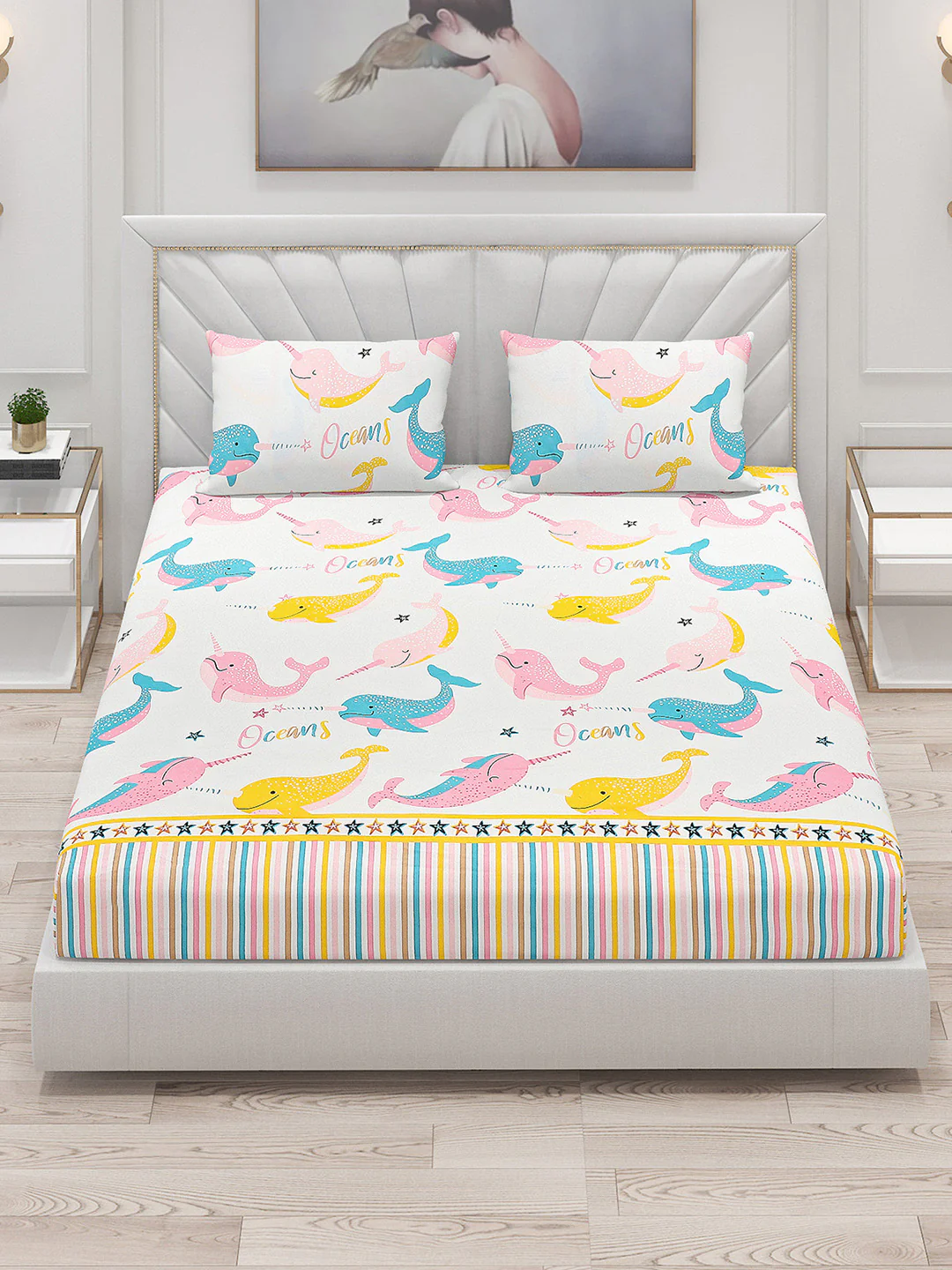 120 GSM  Polyester Double Bed Bedsheet with 2 Pillow Covers - Updated - Updated - Image 2