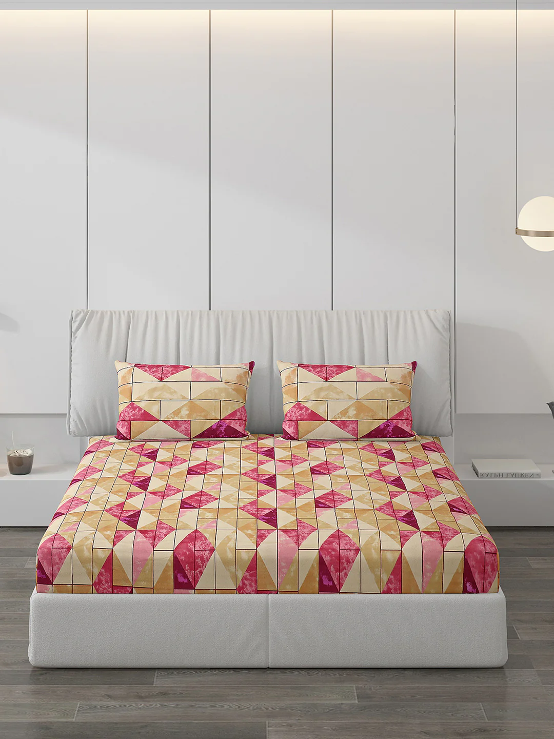 120 GSM  Polyester Double Bed Bedsheet with 2 Pillow Covers - Updated - Updated - Image 3