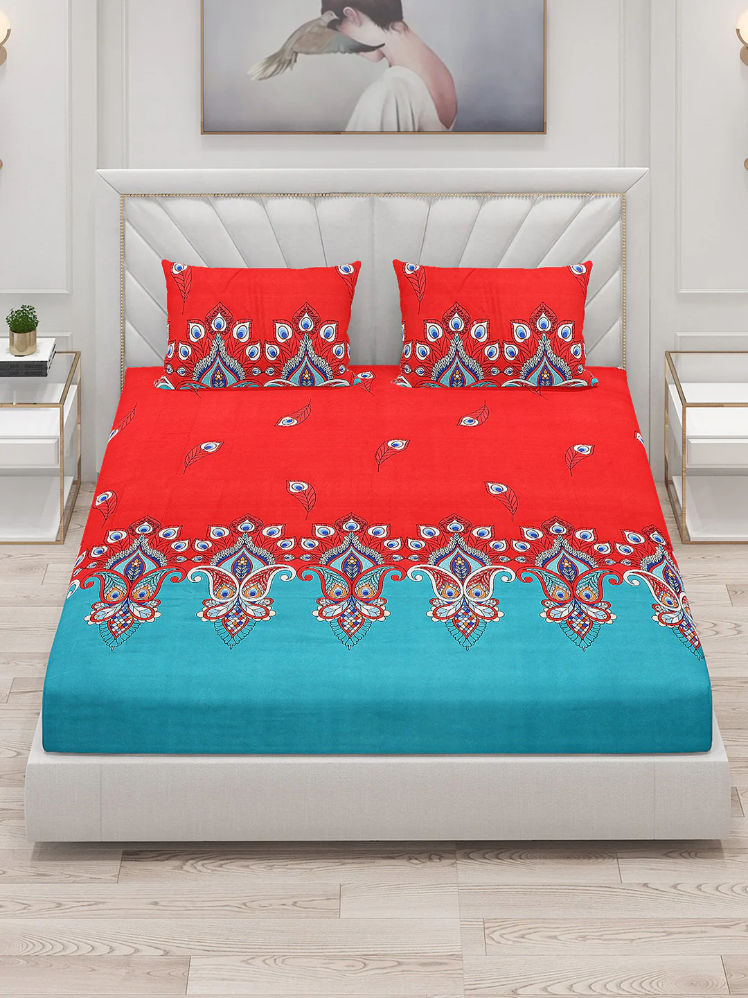 120 GSM  Polyester Double Bed Bedsheet with 2 Pillow Covers - Updated - Updated - Image 2