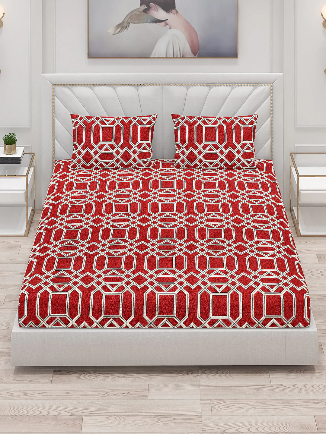 120 GSM  Polyester Double Bed Bedsheet with 2 Pillow Covers - Updated - Updated - Image 2