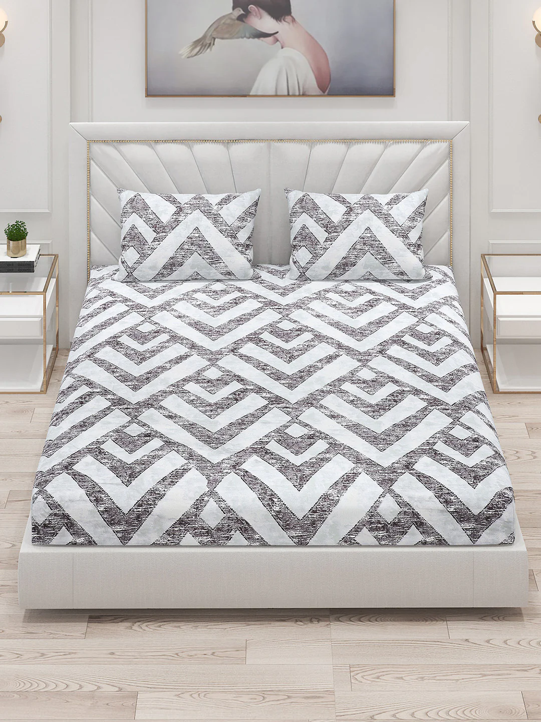 120 GSM  Polyester Double Bed Bedsheet with 2 Pillow Covers - Updated - Updated - Image 2