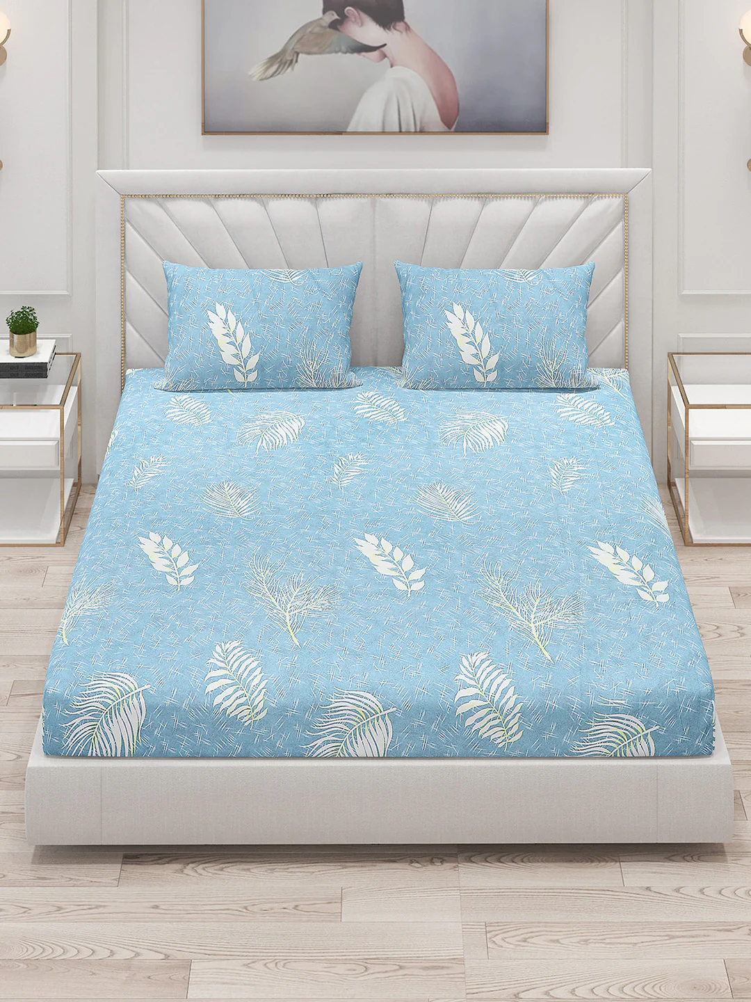 120 GSM  Polyester Double Bed Bedsheet with 2 Pillow Covers - Updated - Updated - Image 2