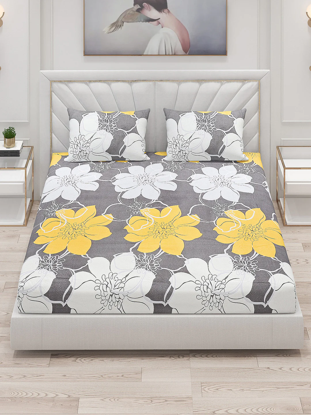 120 GSM  Polyester Double Bed Bedsheet with 2 Pillow Covers - Updated - Updated - Image 2