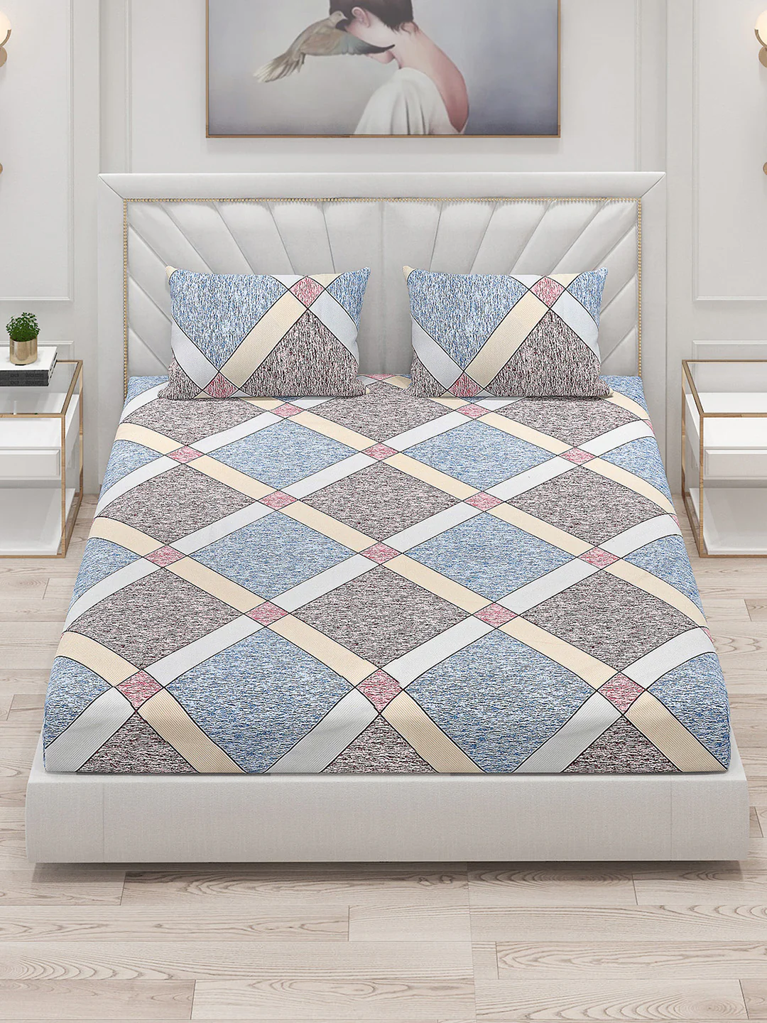 120 GSM  Polyester Double Bed Bedsheet with 2 Pillow Covers - Updated - Image 2