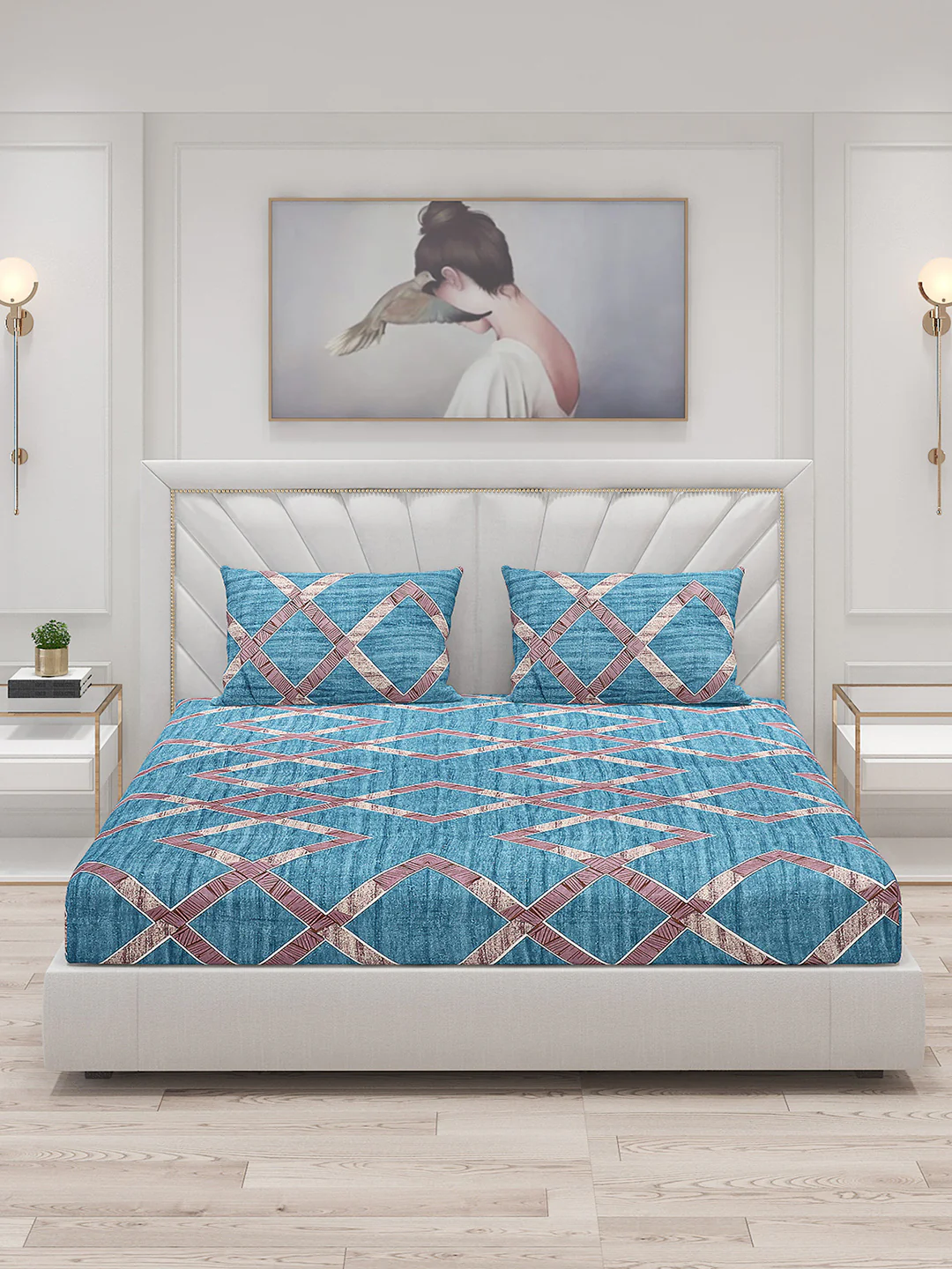 120 GSM  Polyester Double Bed Bedsheet with 2 Pillow Covers - Updated - Updated - Image 3