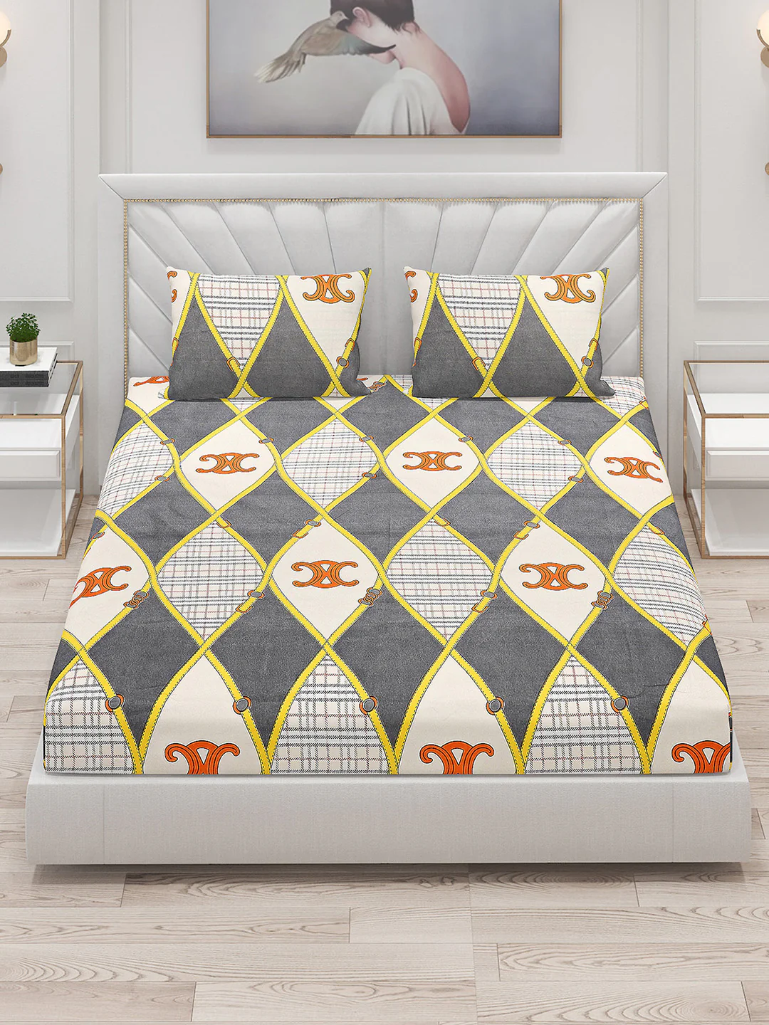 120 GSM  Polyester Double Bed Bedsheet with 2 Pillow Covers - Updated - Updated - Image 2