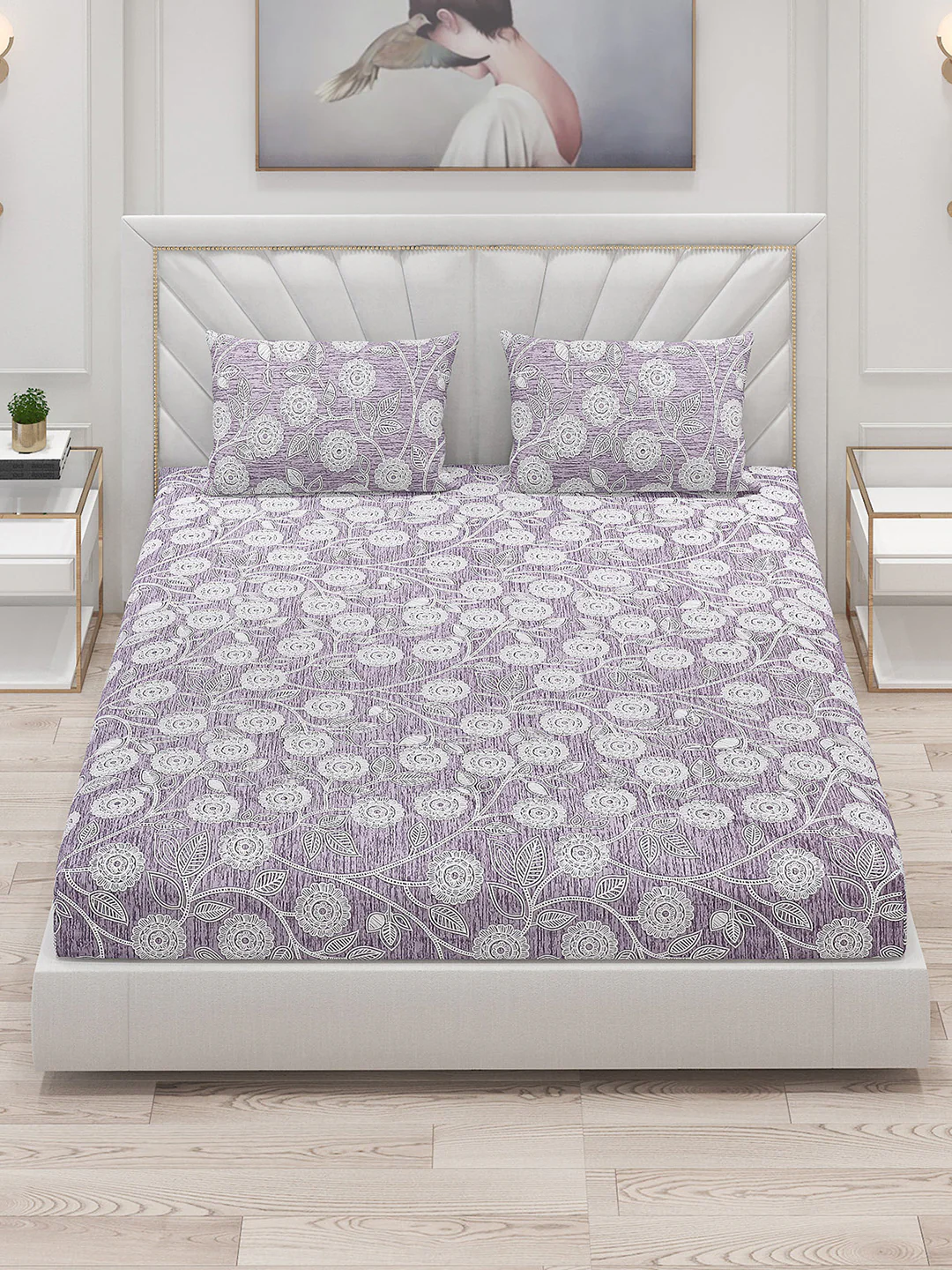 120 GSM  Polyester Double Bed Bedsheet with 2 Pillow Covers - Updated - Updated - Image 2