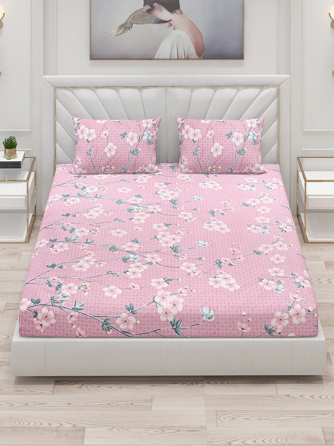 120 GSM  Polyester Double Bed Bedsheet with 2 Pillow Covers - Updated - Updated - Image 2