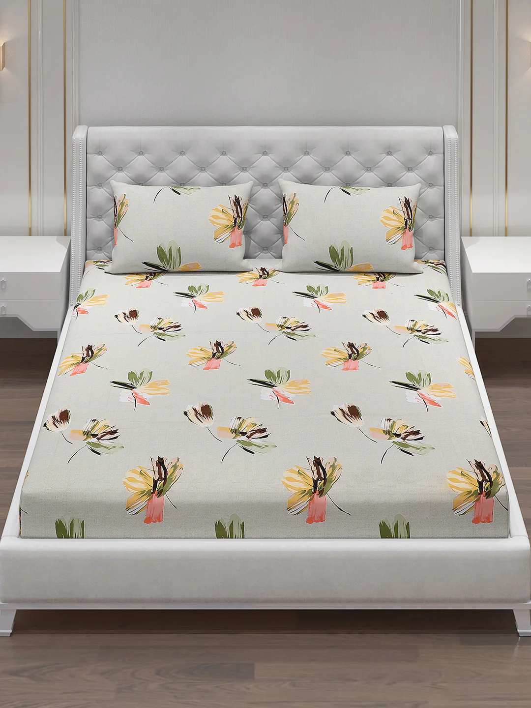 120 GSM  Polyester Double Bed Bedsheet with 2 Pillow Covers - Updated - Updated - Image 2