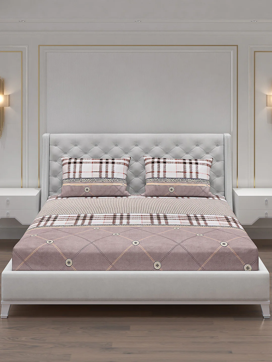 120 GSM  Polyester Double Bed Bedsheet with 2 Pillow Covers - Updated - Updated - Image 3