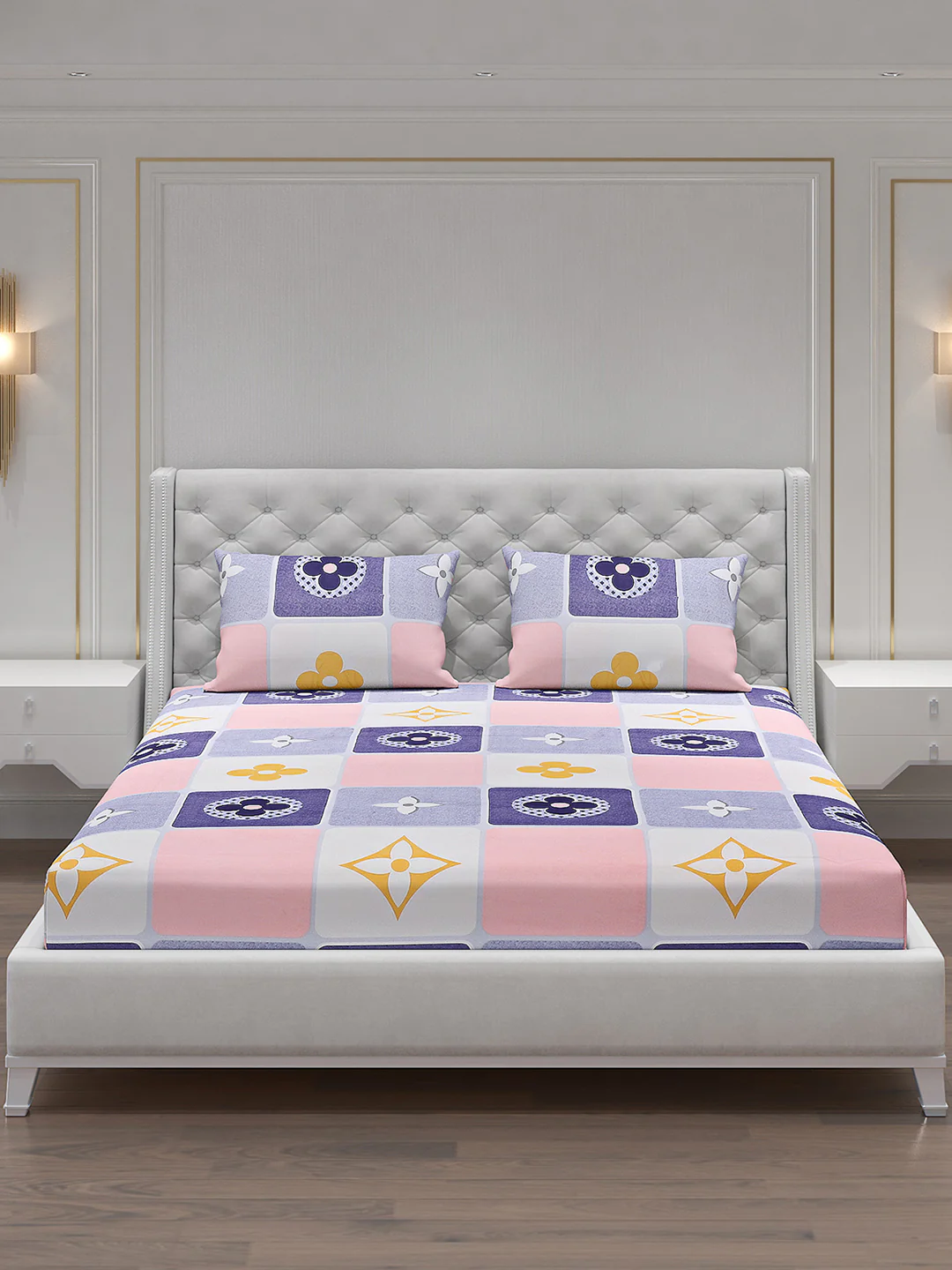 120 GSM  Polyester Double Bed Bedsheet with 2 Pillow Covers - Updated - Updated - Image 3