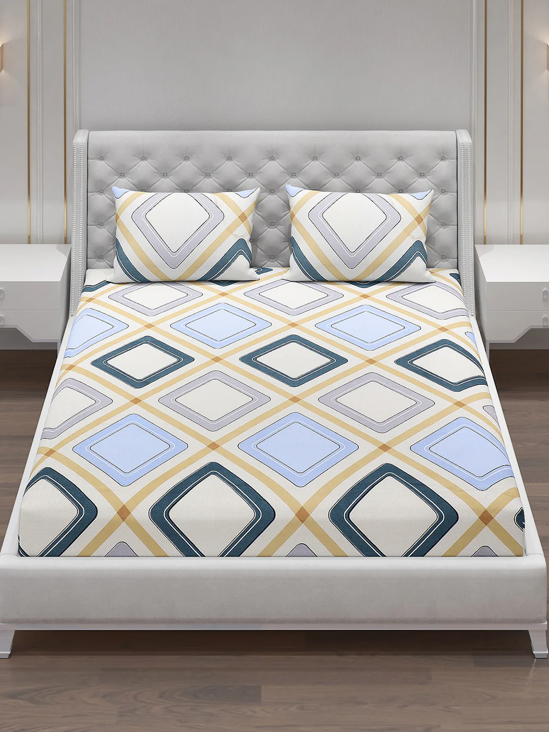 120 GSM  Polyester Double Bed Bedsheet with 2 Pillow Covers - Updated - Updated - Image 2
