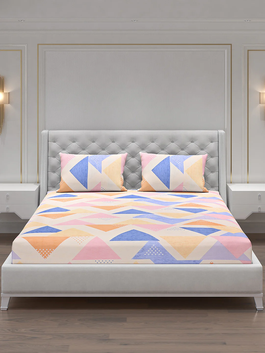 120 GSM  Polyester Double Bed Bedsheet with 2 Pillow Covers - Updated - Updated - Image 3