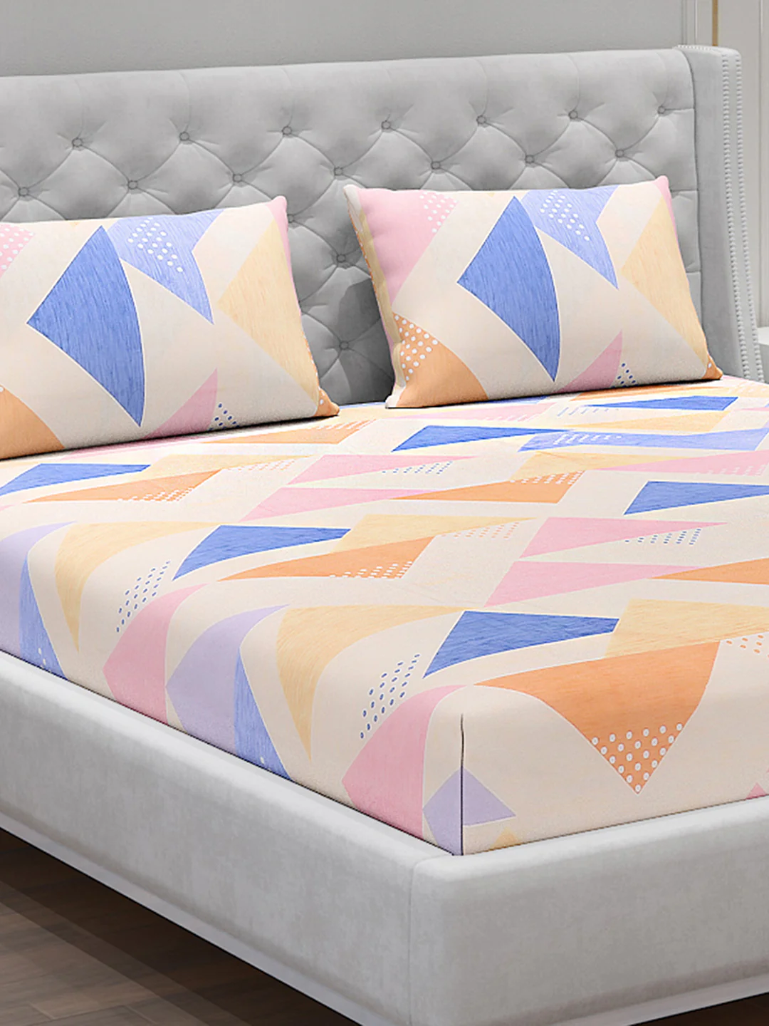 120 GSM  Polyester Double Bed Bedsheet with 2 Pillow Covers - Updated - Updated - Image 5
