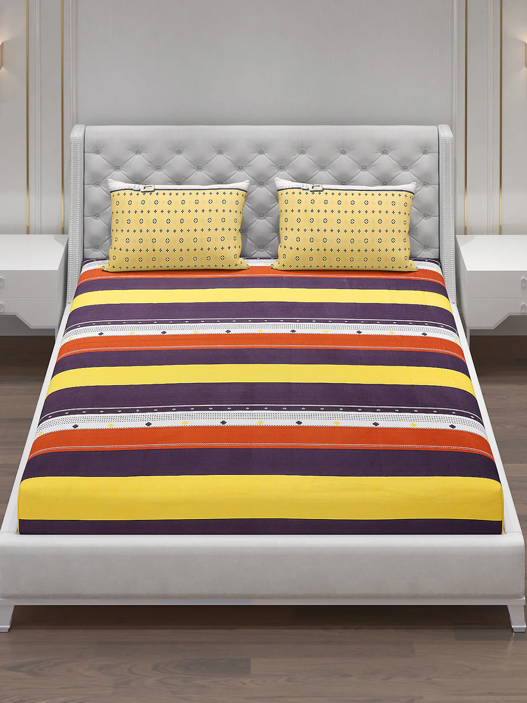 120 GSM  Polyester Double Bed Bedsheet with 2 Pillow Covers - Updated - Updated - Image 2