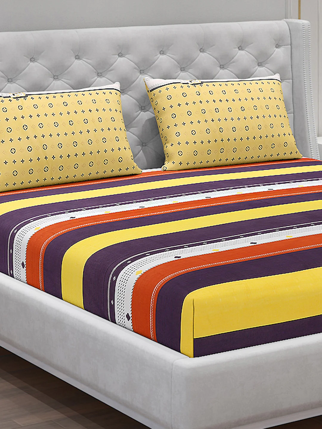 120 GSM  Polyester Double Bed Bedsheet with 2 Pillow Covers - Updated - Updated - Image 5