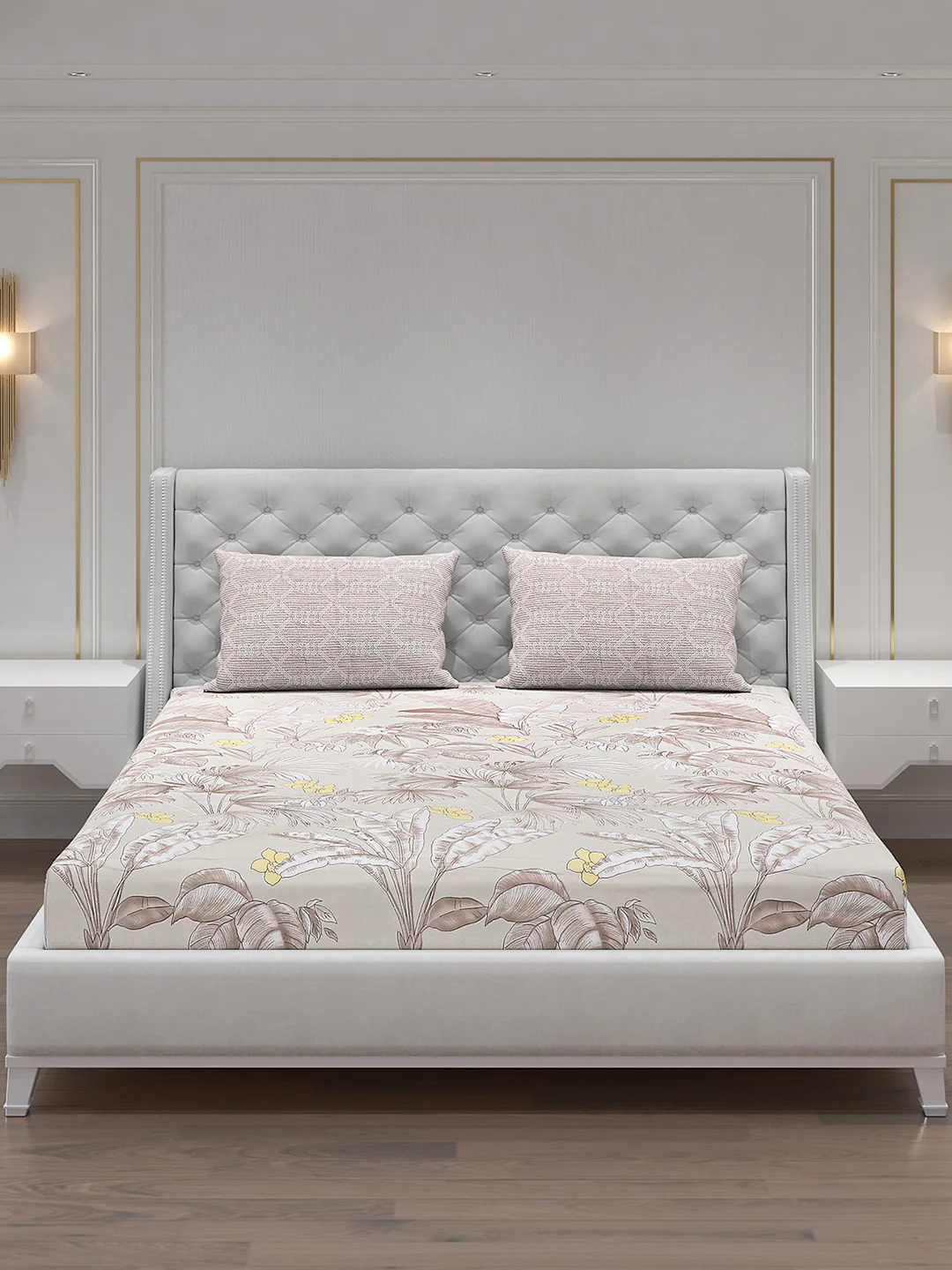 120 GSM  Polyester Double Bed Bedsheet with 2 Pillow Covers - Updated - Updated - Image 3