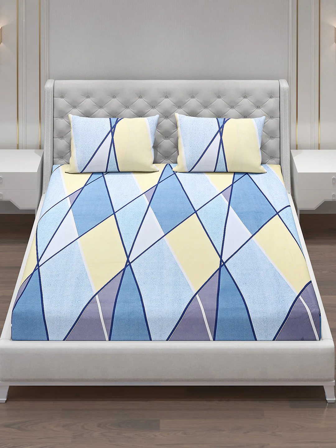 120 GSM  Polyester Double Bed Bedsheet with 2 Pillow Covers - Updated - Updated - Image 2
