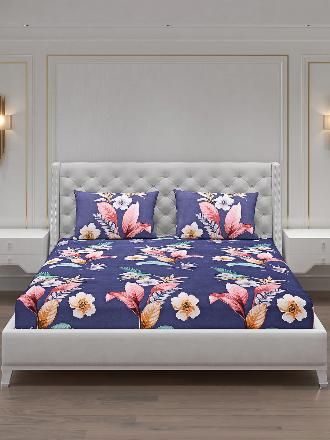 120 GSM  Polyester Double Bed Bedsheet with 2 Pillow Covers - Updated - Updated - Image 3