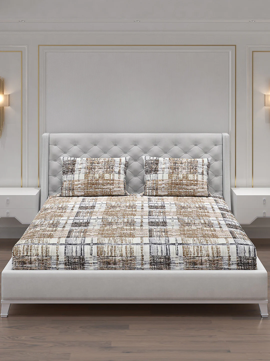 120 GSM  Polyester Double Bed Bedsheet with 2 Pillow Covers - Updated - Updated - Image 3