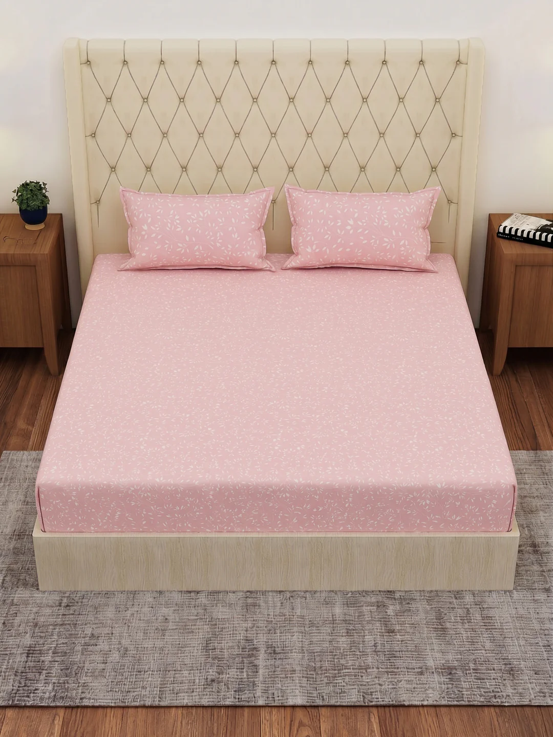 120 GSM Polyester Double Bed Bedsheet with 2 Pillow Covers Clara Collection - Image 4