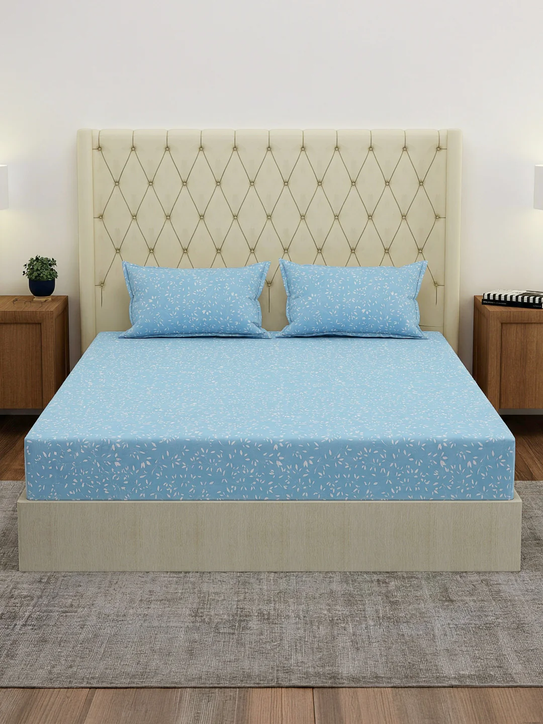 120 GSM Polyester Double Bed Bedsheet with 2 Pillow Covers Clara Collection - Image 3