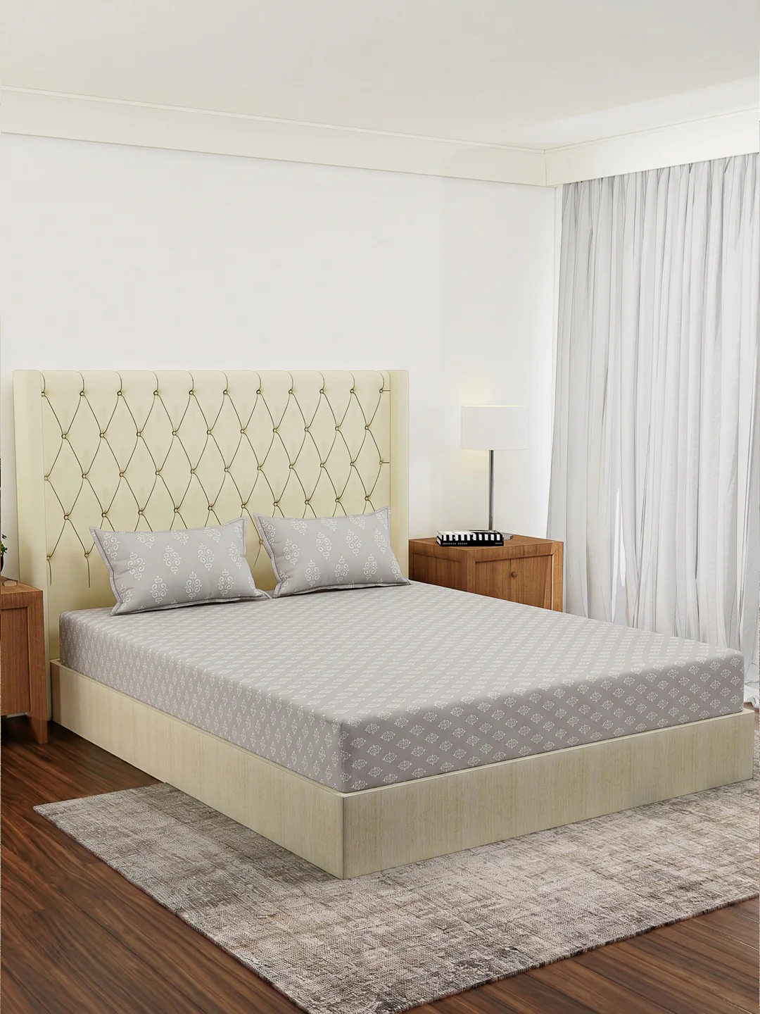 120 GSM Polyester Double Bed Bedsheet with 2 Pillow Covers Clara Collection - Image 2