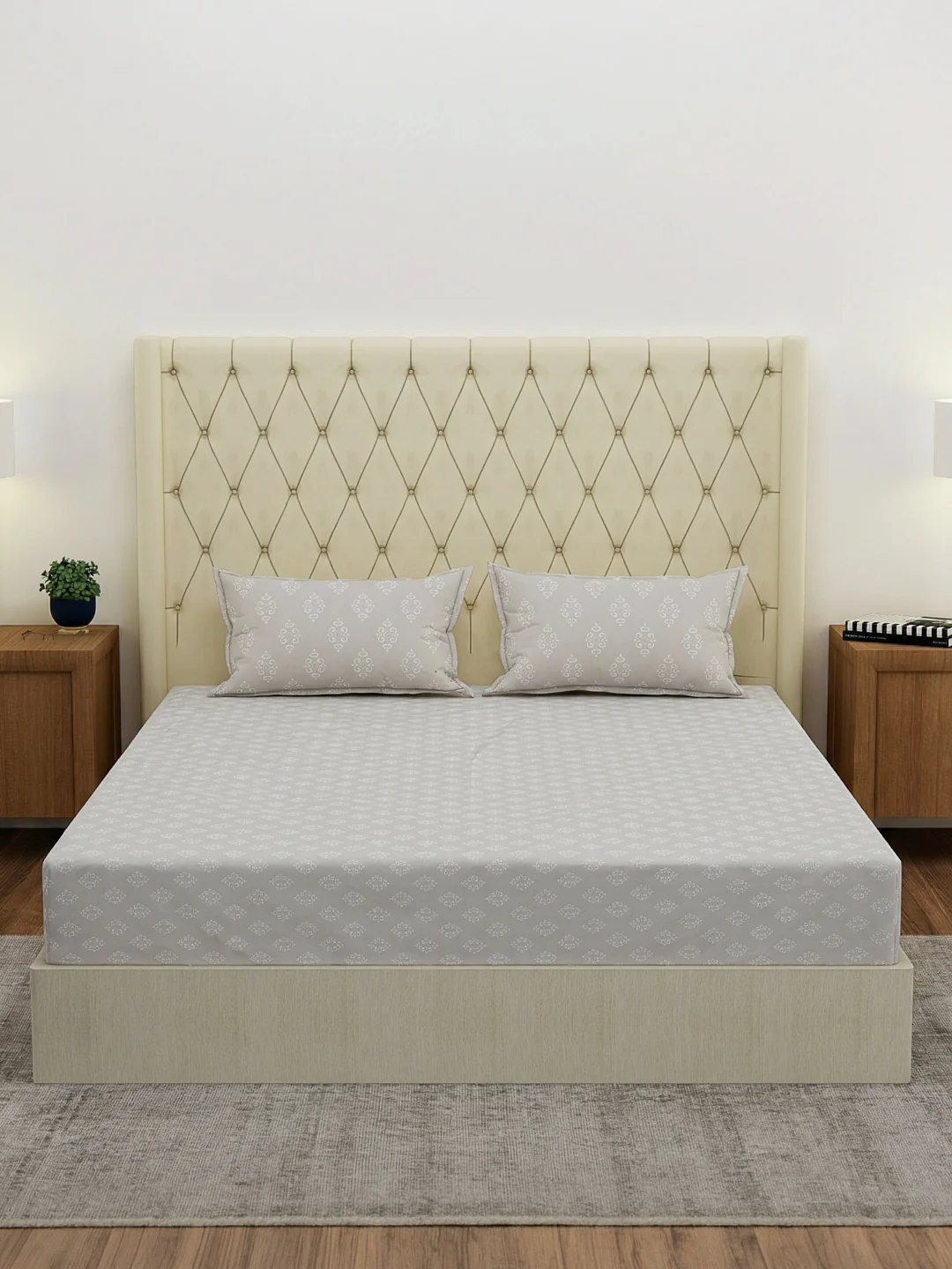 120 GSM Polyester Double Bed Bedsheet with 2 Pillow Covers Clara Collection - Image 3