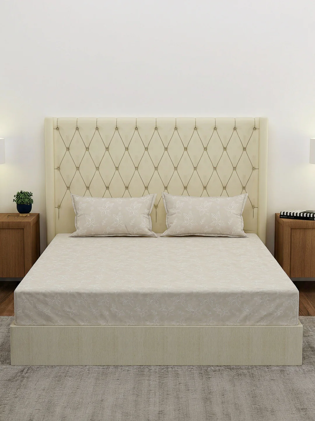 120 GSM Polyester Double Bed Bedsheet with 2 Pillow Covers Clara Collection - Image 3
