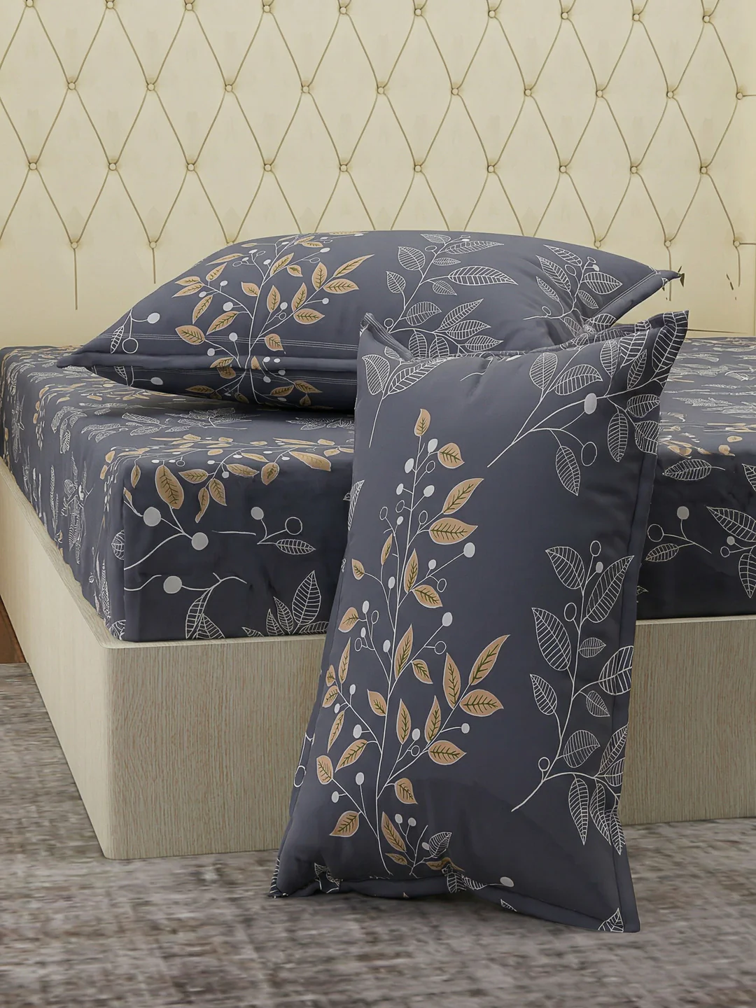 120 GSM Polyester Double Bed Bedsheet with 2 Pillow Covers Clara Collection - Image 5
