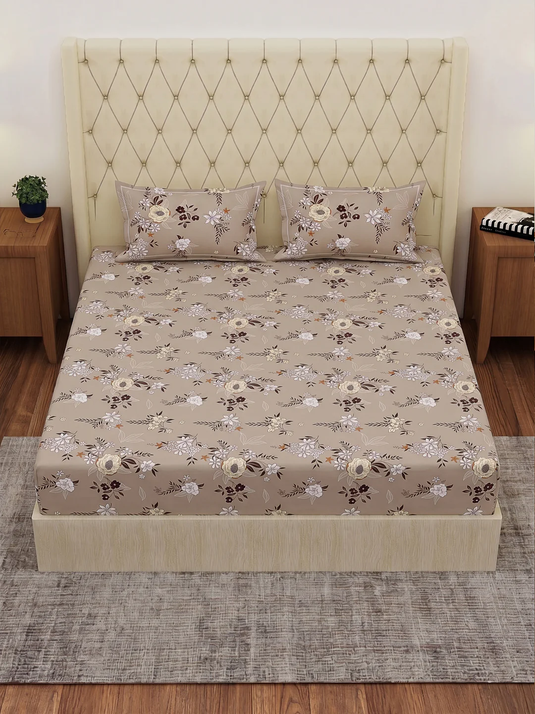 120 GSM Polyester Double Bed Bedsheet with 2 Pillow Covers Clara Collection - Image 4