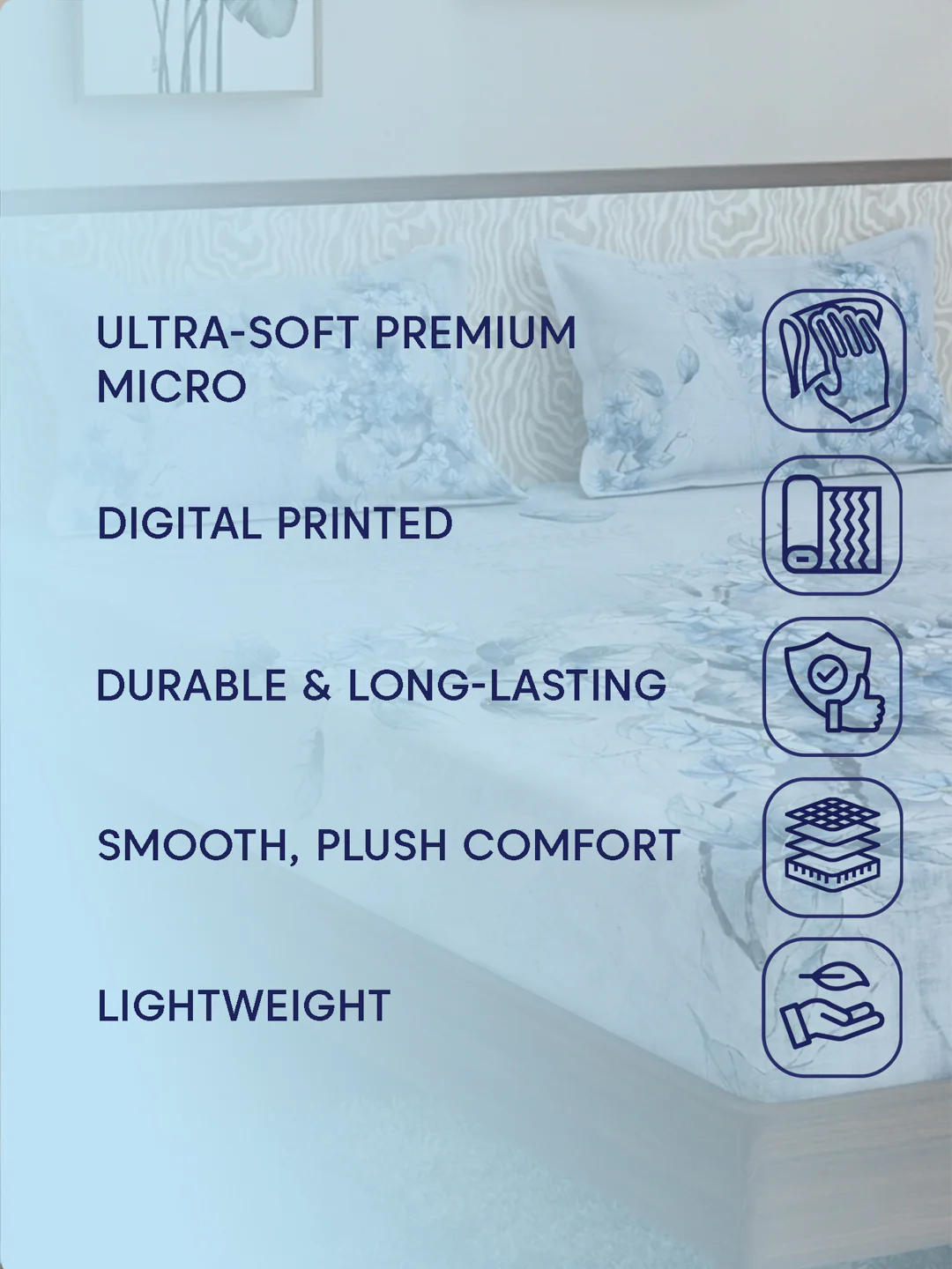 120 GSM Polyester King Size Bedsheet with 2 Pillow Covers Soft Touch Collection - Image 9