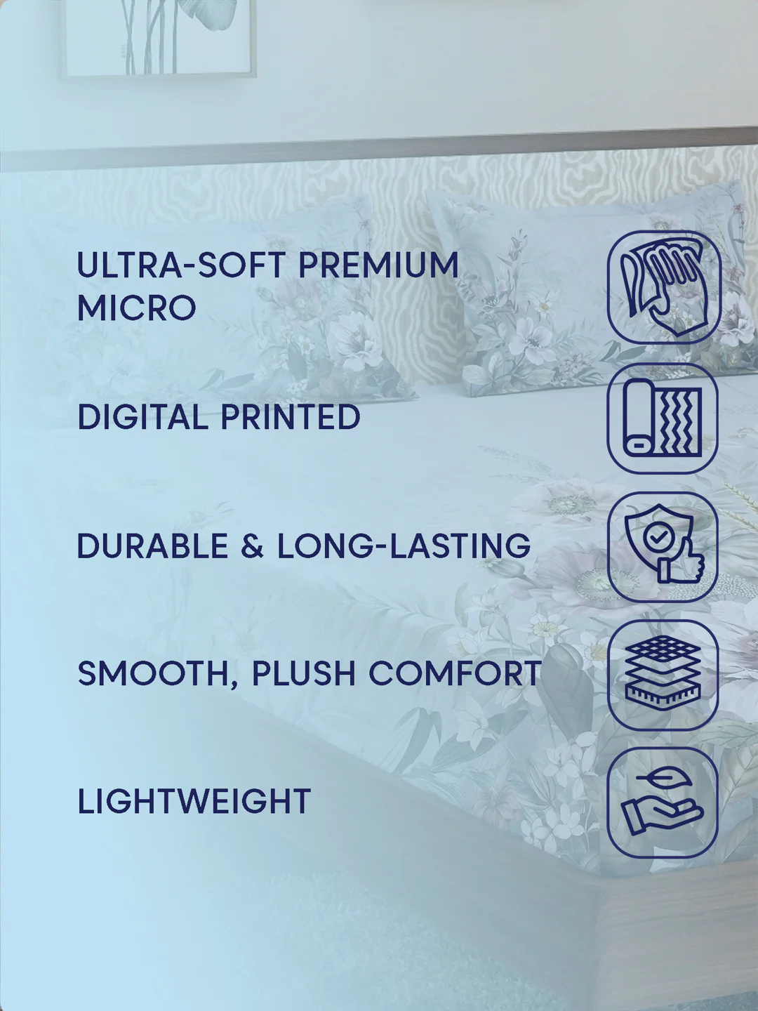 120 GSM Polyester King Size Bedsheet with 2 Pillow Covers Soft Touch Collection - Image 9