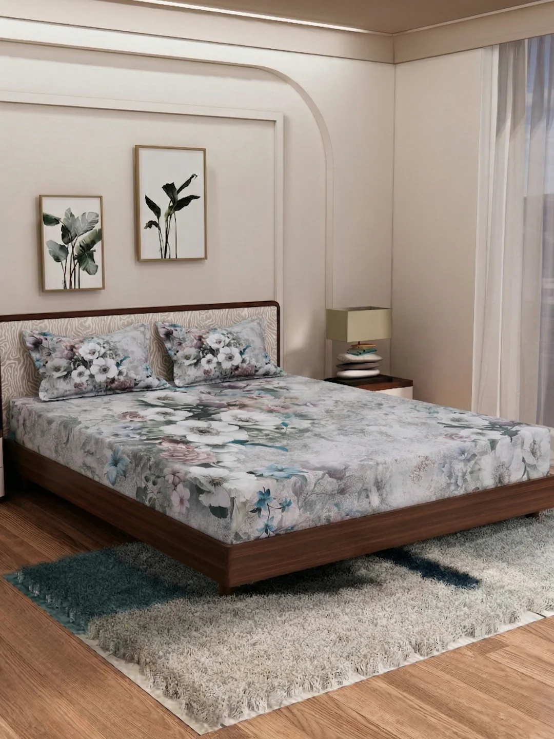 120 GSM Polyester King Size Bedsheet with 2 Pillow Covers Soft Touch Collection - Image 2