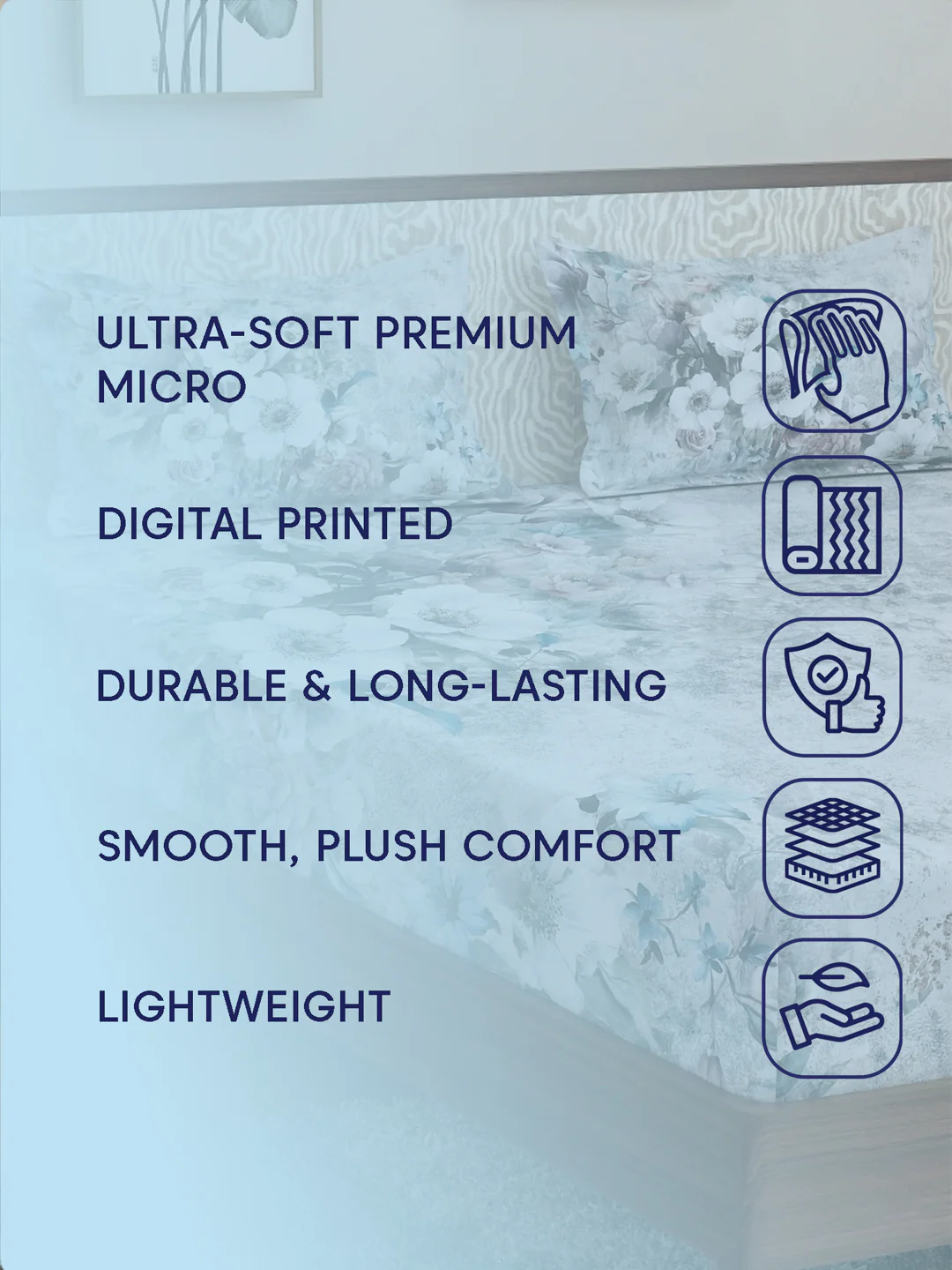120 GSM Polyester King Size Bedsheet with 2 Pillow Covers Soft Touch Collection - Image 9