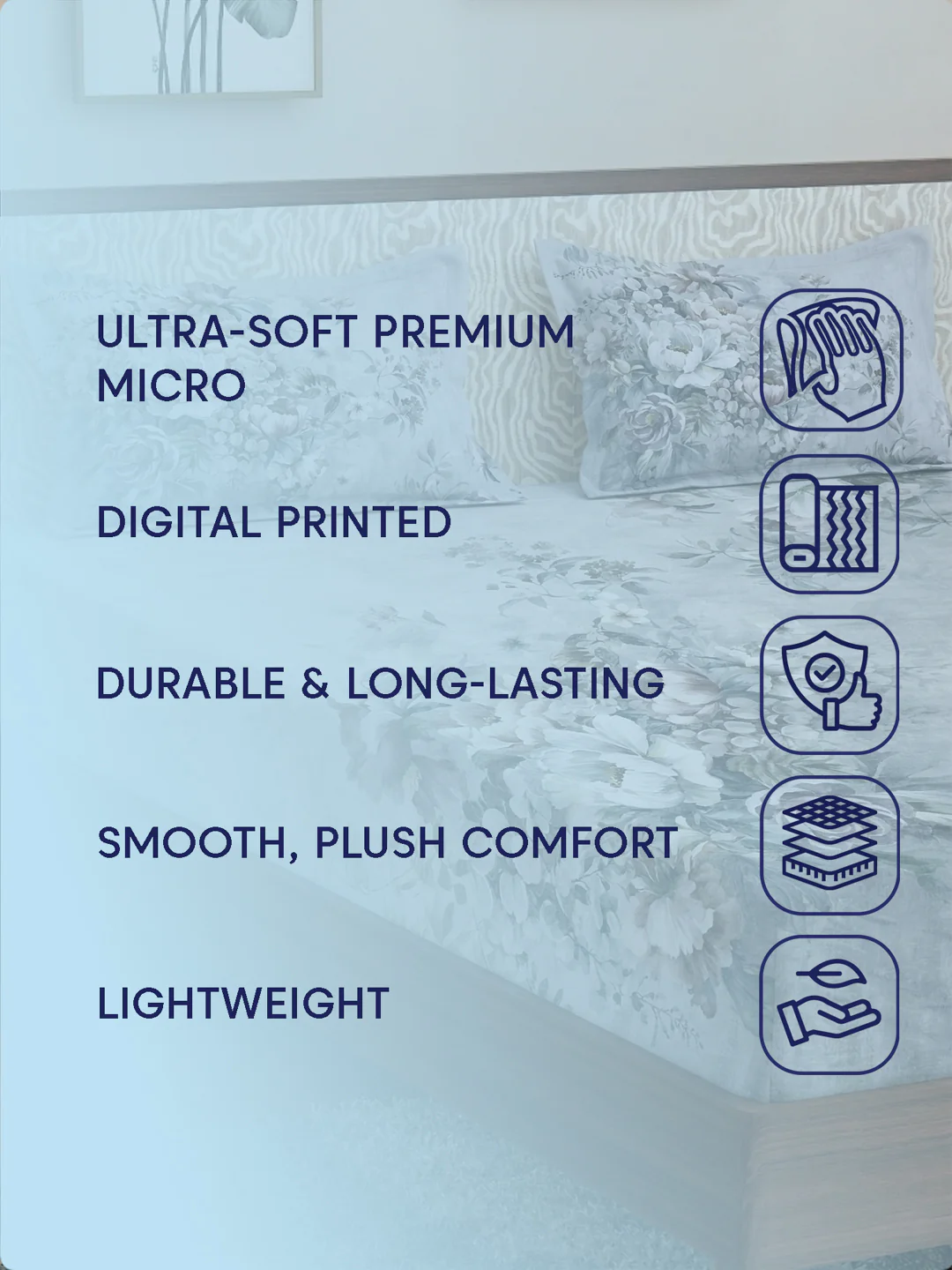 120 GSM Polyester King Size Bedsheet with 2 Pillow Covers Soft Touch Collection - Image 9