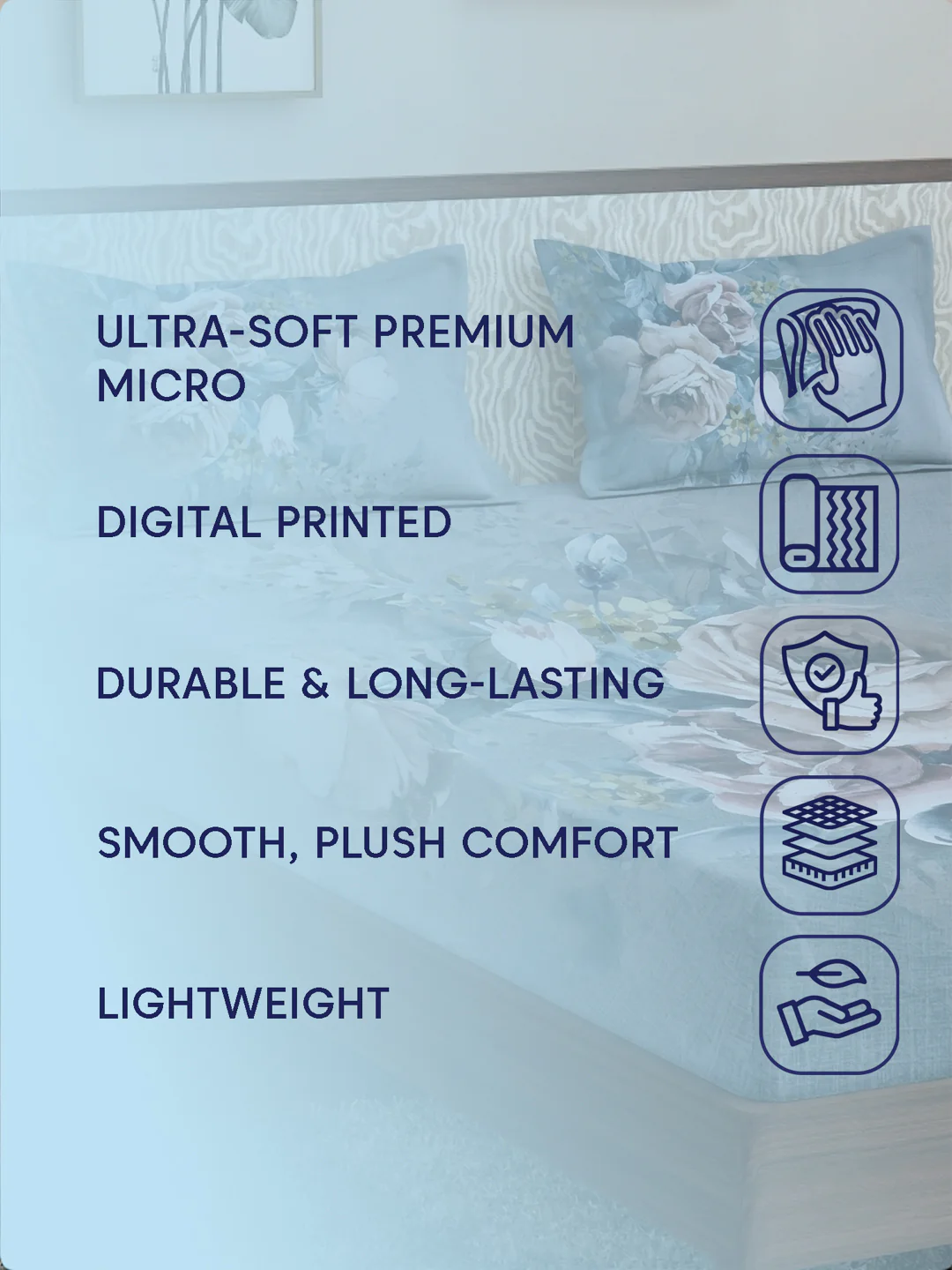 120 GSM Polyester King Size Bedsheet with 2 Pillow Covers Soft Touch Collection - Image 9