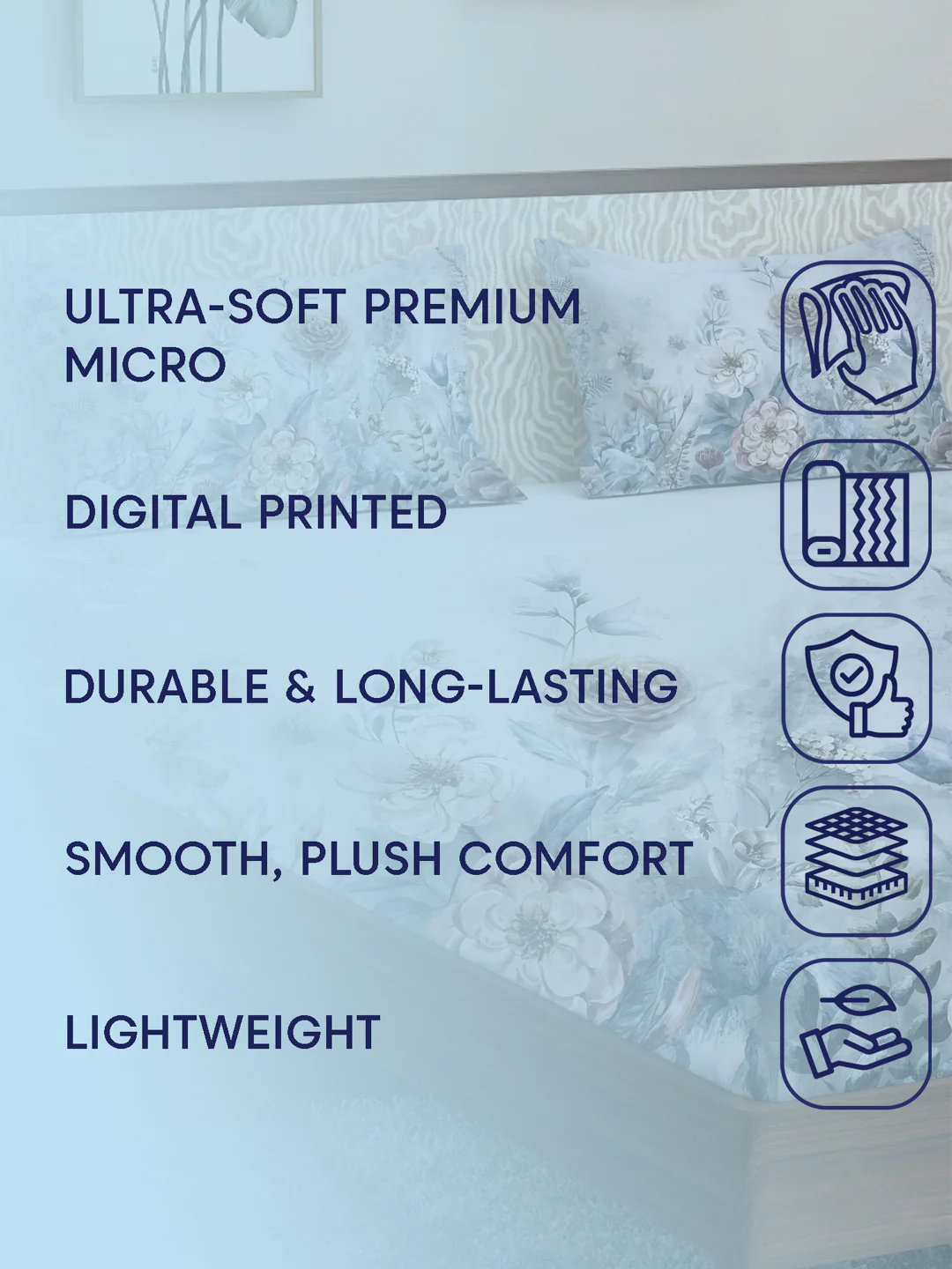 120 GSM Polyester King Size Bedsheet with 2 Pillow Covers Soft Touch Collection - Image 9
