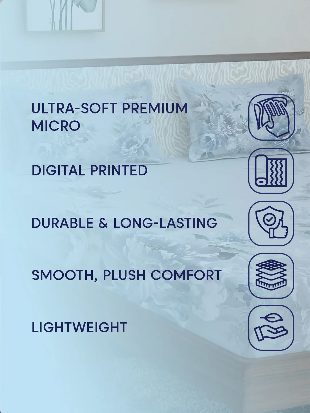120 GSM Polyester King Size Bedsheet with 2 Pillow Covers Soft Touch Collection - Image 9